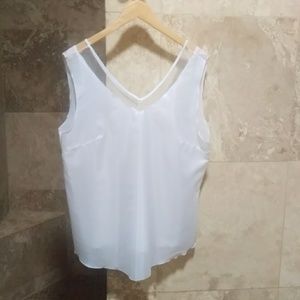 White sleeveless chiffon top